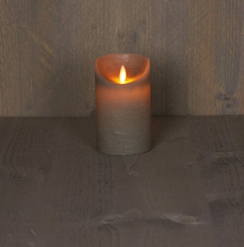 Led kaars rustiek 7,5X12,5CM TAUPE - afbeelding 1