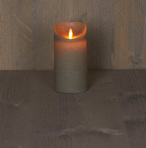 Led kaars rustiek 7,5X15CM TAUPE - afbeelding 1