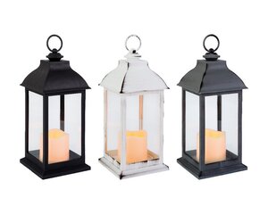 Lumineo LED lantaarn op batterijen voor binnen - assortie/zwart - 13,5 × 13,5 × 30 cm - afbeelding 2