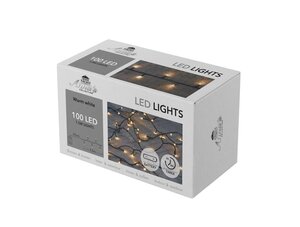 LED lights 100 LED – 7,5 m warm wit met timer 6 – 18u – 50 cm aanloopsnoer zwart 3 AA-batterijen – I - afbeelding 2