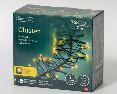 Lumineo LED clusterverlichting voor buiten - zwart/soft gold - 700 cm - afbeelding 2