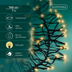Lumineo LED clusterverlichting voor buiten - zwart/soft gold - 700 cm - afbeelding 3