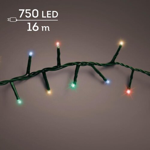 Lumineo LED compactverlichting voor buiten groen/multi – lengte 16 m, 750 lampjes - afbeelding 1