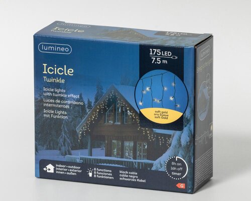 Lumineo LED ijspegelverlichting voor buiten - zwart/soft gold - 750 cm - afbeelding 3
