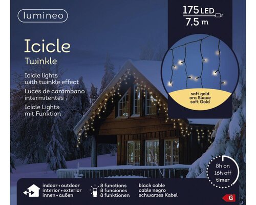 Lumineo LED ijspegelverlichting voor buiten - zwart/soft gold - 750 cm - afbeelding 7