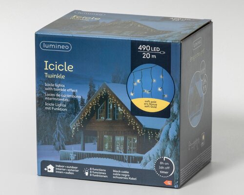 Lumineo LED ijspegelverlichting voor buiten - zwart/soft gold - 2000 cm - afbeelding 3