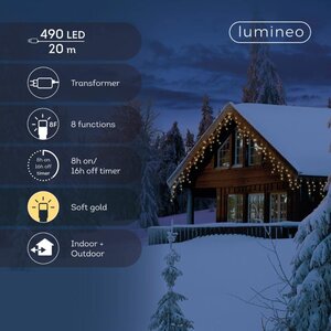 Lumineo LED ijspegelverlichting voor buiten - zwart/soft gold - 2000 cm - afbeelding 4