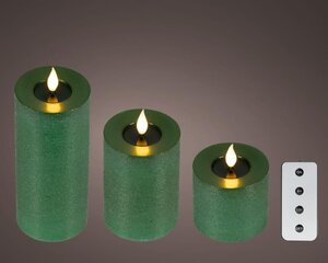 Lumineo LED kaars voor binnen - groen/warm wit - Ø 7,5 cm - afbeelding 1