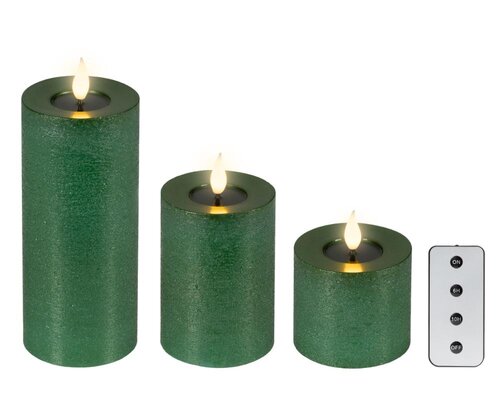 Lumineo LED kaars voor binnen - groen/warm wit - Ø 7,5 cm - afbeelding 2
