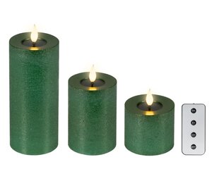 Lumineo LED kaars voor binnen - groen/warm wit - Ø 7,5 cm - afbeelding 2