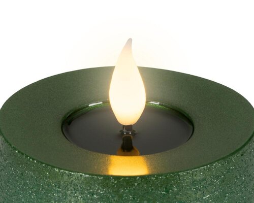 Lumineo LED kaars voor binnen - groen/warm wit - Ø 7,5 cm - afbeelding 3