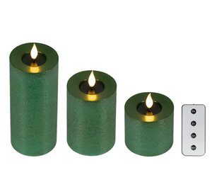Lumineo LED kaars voor binnen - groen/warm wit - Ø 7,5 cm - afbeelding 4