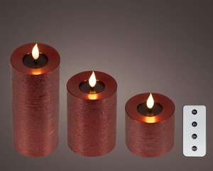 Lumineo LED kaars voor binnen - ossenbloed/warm wit - Ø 7,5 cm - afbeelding 1