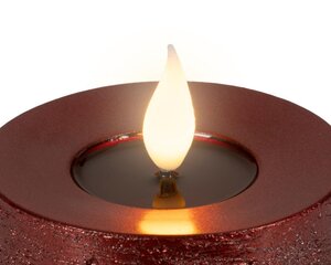 Lumineo LED kaars voor binnen - ossenbloed/warm wit - Ø 7,5 cm - afbeelding 3