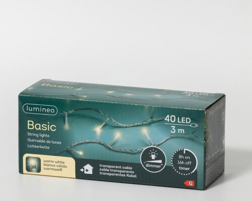 Lumineo LED lichtsnoer voor buiten - transparant/warm wit - 300 cm - afbeelding 2