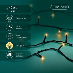 Lumineo LED lichtsnoer voor buiten - zwart/soft gold - 300 cm - afbeelding 3