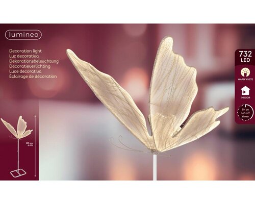 Lumineo LED vlinder voor binnen - wit/warm wit - 93 × 100 × 195 cm - afbeelding 3