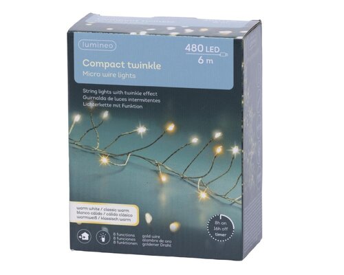 Lumineo micro-LED compactverlichting goud – lengte 600 cm, 480 lampjes - afbeelding 10