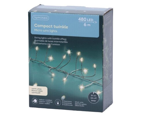 Lumineo Micro LED compactverlichting voor buiten - zilver/warm wit - 600 cm - afbeelding 3