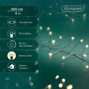 Lumineo Micro LED compactverlichting voor buiten - zilver/warm wit - 600 cm - afbeelding 4