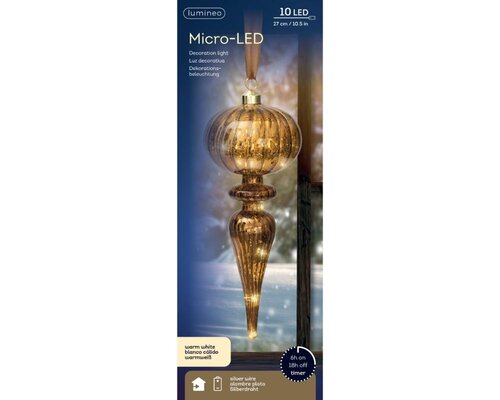 Lumineo Micro LED ornament voor binnen - bruin/warm wit - Ø 10,5 cm - afbeelding 3
