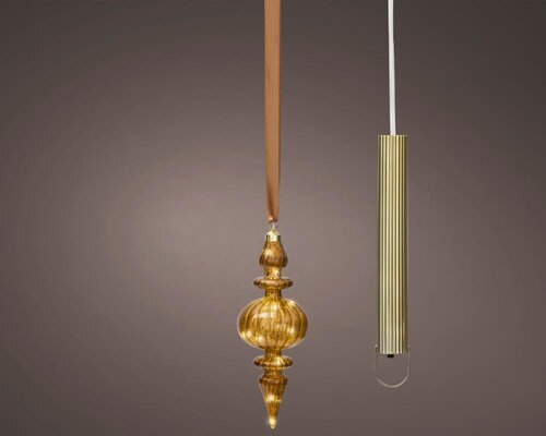 Lumineo Micro LED ornament voor binnen - bruin/warm wit - Ø 9,5 cm - afbeelding 1