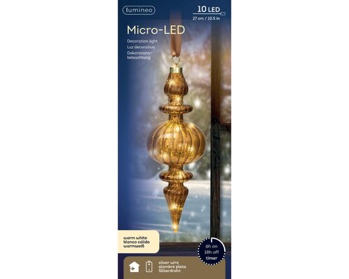 Lumineo Micro LED ornament voor binnen - bruin/warm wit - Ø 9,5 cm - afbeelding 4