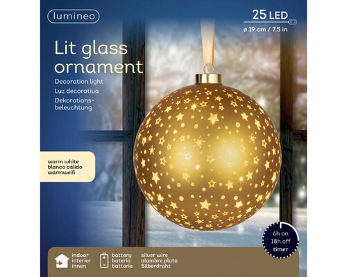 Lumineo Micro LED ornament voor binnen - goud/warm wit - Ø 19 cm - afbeelding 3