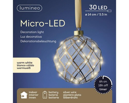 Lumineo Micro LED ornament voor binnen - helder/warm wit - Ø 14 cm - afbeelding 4