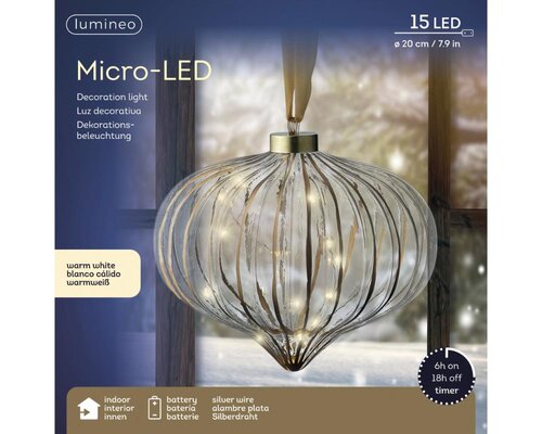Lumineo Micro LED ornament voor binnen - helder/warm wit - Ø 20 cm - afbeelding 5