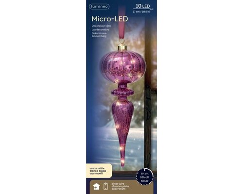 Lumineo Micro LED ornament voor binnen - roze/warm wit - Ø 10,5 cm - afbeelding 3