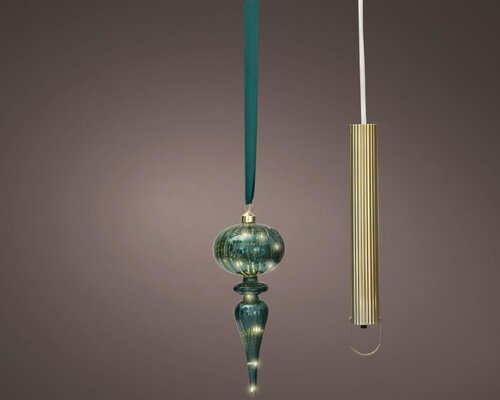 Lumineo Micro LED ornament voor binnen - smaragd/warm wit - Ø 10,5 cm - afbeelding 1