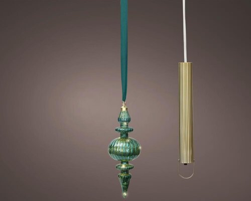 Lumineo Micro LED ornament voor binnen - smaragd/warm wit - Ø 9,5 cm - afbeelding 1