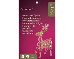 Lumineo Micro LED rendier op batterijen voor binnen - goud/warm wit - 5 × 12 × 21 cm - afbeelding 3