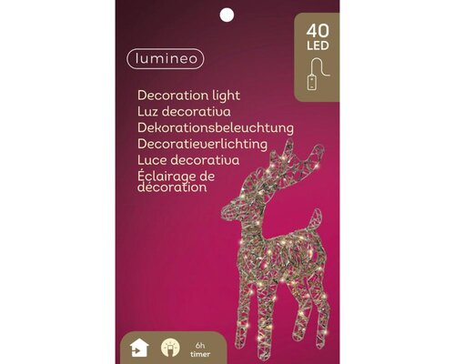 Lumineo Micro LED rendier voor binnen - goud/warm wit - 9 × 25 × 37 cm - afbeelding 3