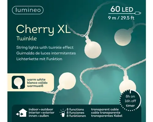 LUMINEO TREE LIGHTS Led cherry lght l900cm trnsprnt/wwt - afbeelding 5