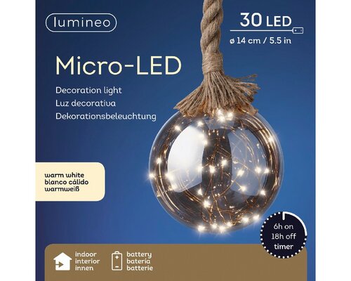 Lumineo special lights Micro led bal s grijs/warm wit 100cm-30L - afbeelding 1