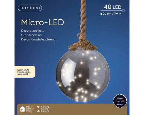 Lumineo special lights Micro led bal s grijs/warm wit dia20-H80 - afbeelding 1