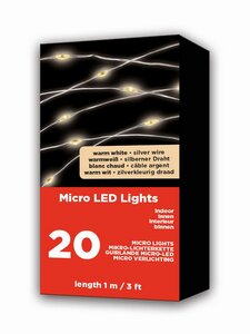 Lumineo Micro led strin zilver/warm wit 95cm-20L - afbeelding 3