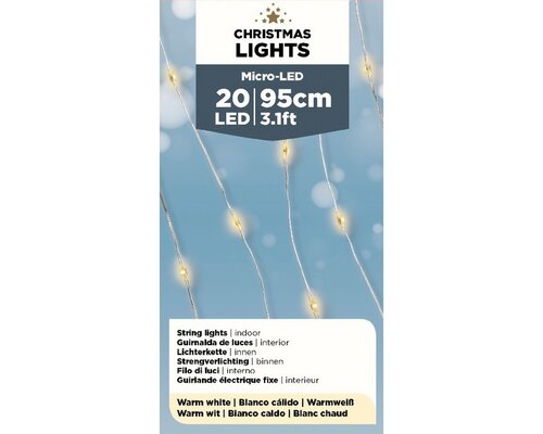 Lumineo Micro led strin zilver/warm wit 95cm-20L - afbeelding 1