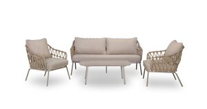 Own Living Alban lounge set , Sandy beach, Frame ALU Pearl, Sintered stone