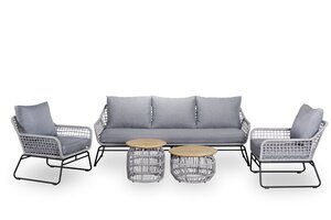 Own Living Lorence lounge set , Sahara dust, Frame ALU Pearl, Teak