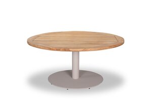 Own Living Oliver low dining tafel dia. 150cmxH69cm, Frame STAAL Pearl, Sintered stone