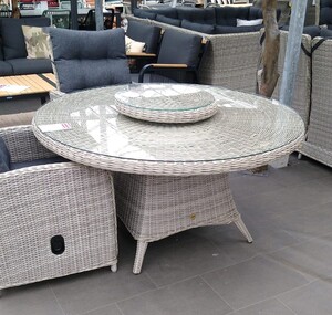Own Living Ferro tafel 150cm incl. Lazy suzan Off white - afbeelding 2