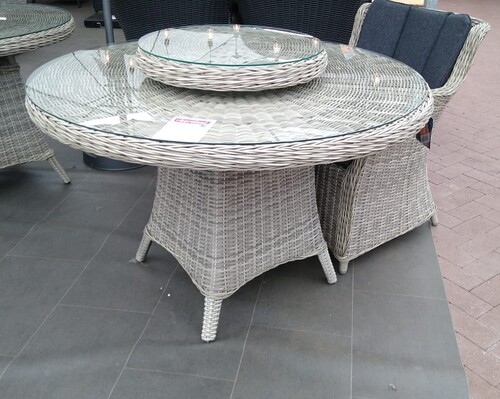 Own Living Tartano tafel 120cm incl. Lazy suzan Off white - afbeelding 5