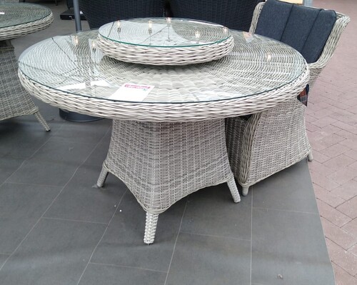 Tartano tafel 120cm incl. Lazy suzan Off white - afbeelding 5