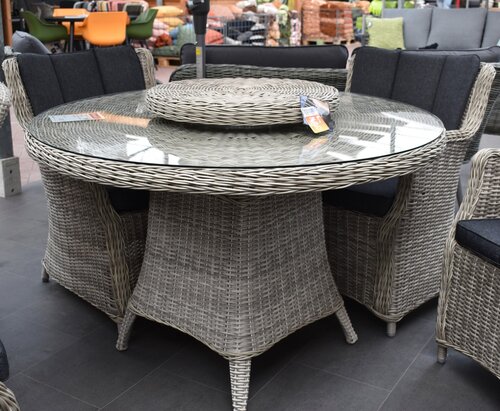 Own Living Tartano tafel 120cm incl. Lazy suzan Off white - afbeelding 2