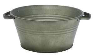 Mega Collections Zinc Vintage Green Con. Low w/handle D30H14