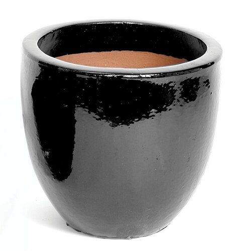 Mega Collections Glazed Egg Pot Shiny Black D38H32