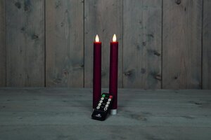 Rustieke LED-dinerkaars van was – bewegende vlam – bordeaux – hoogte 23 cm – op batterijen - afbeelding 2